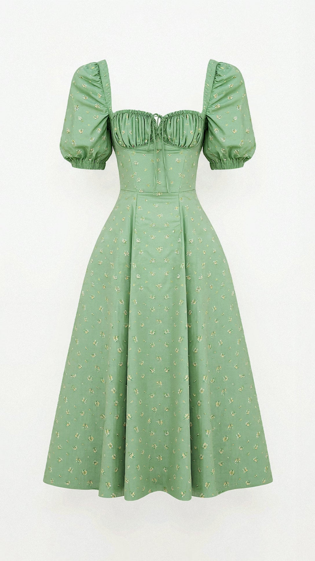 Daniela - Midikleid - Quadratische Halslinie - Kleider - Grün - Müller Mode