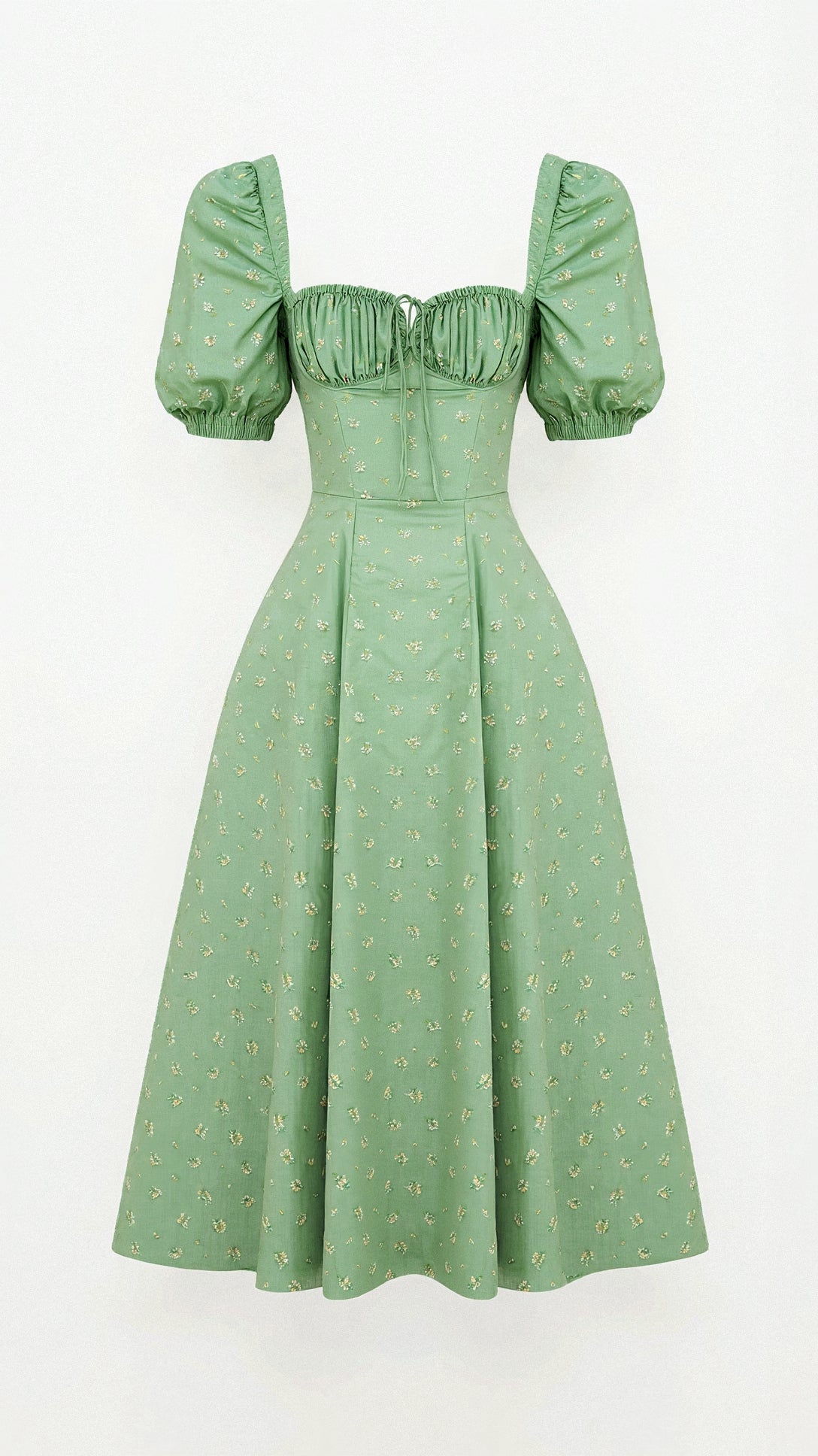 Daniela - Midikleid - Quadratische Halslinie - Kleider - Grün - Müller Mode