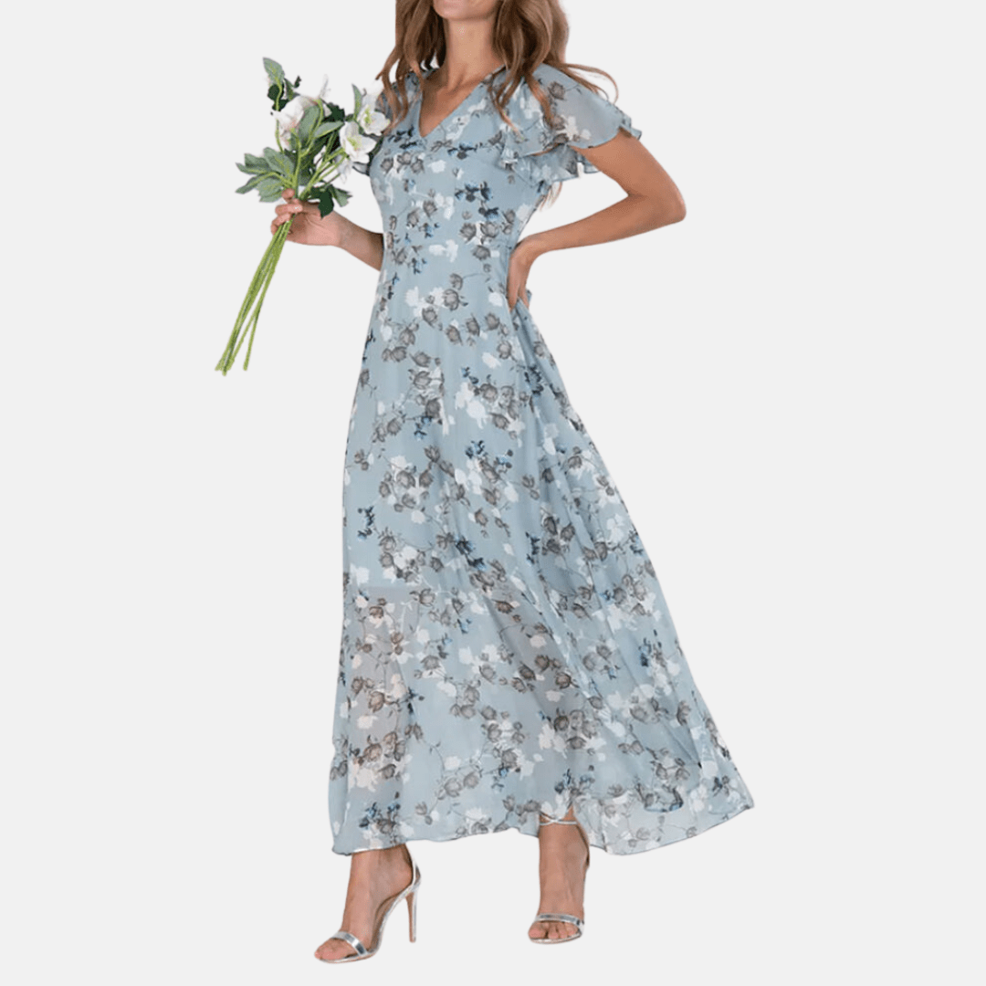 Elina - Geblümtes Kleid - Sommer - Kleider - Himmelblau - Müller Mode