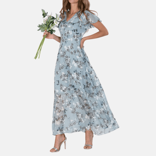 Elina - Geblümtes Kleid - Sommer - Kleider - Himmelblau - Müller Mode